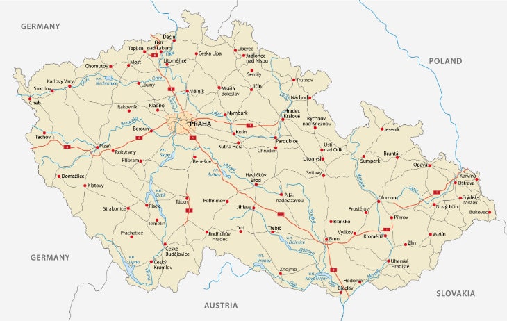 Liste der Autobahnen in Tschechien - Karte